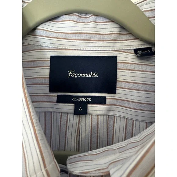 Façonnable Striped Button Down Shirt Long Sleeve Classic Fit Mens L - Picture 2 of 4